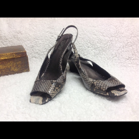 Franco Sarto Shoes - Franco Sarto Snakeskin Slingback Wedge Heels